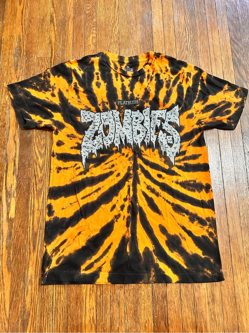 Men’s Small Flatbush Zombies Dyed And Rose Again Orange Black Tie Dye Shirt